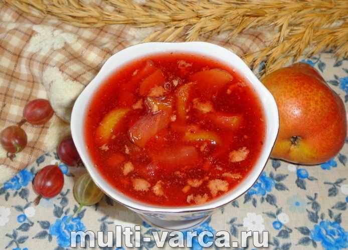 Джем із аґрусу без кісточок із грушею на зиму