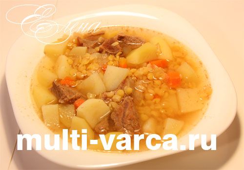 Гороховий суп із м'ясом у мультиварці