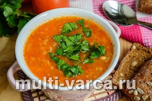 Пряний томатний суп із рисом