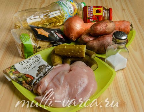 Розсольник із куркою та булгуром