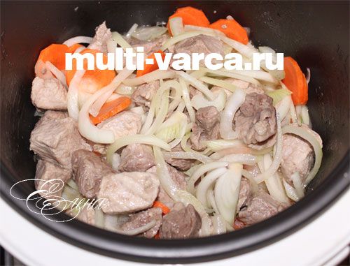 Тушкована свинина з кабачками та овочами