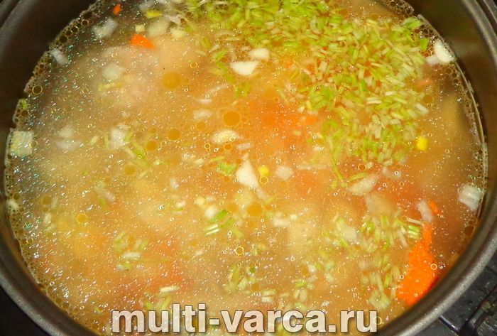 Суп із галушками та куркою в мультиварці