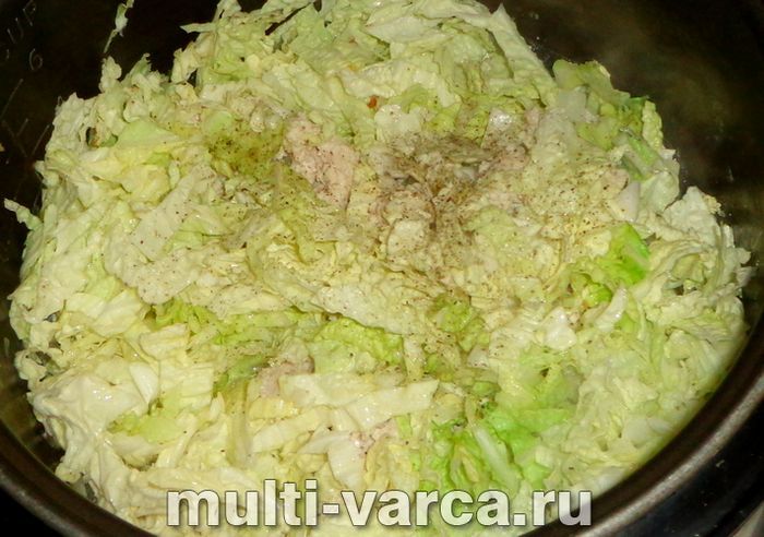 Пекінська капуста з фаршем у мультиварці