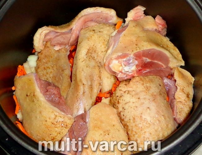Гуска з овочами в мультиварці