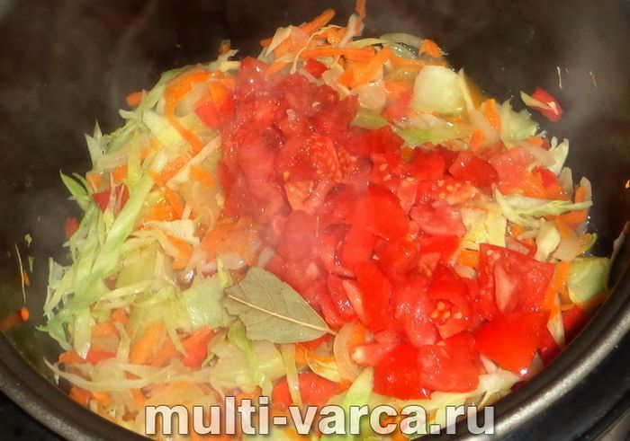 Овочеве рагу з кабачками та капустою в мультиварці