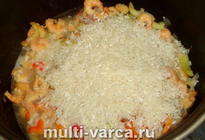 Паелья з креветками в мультиварці