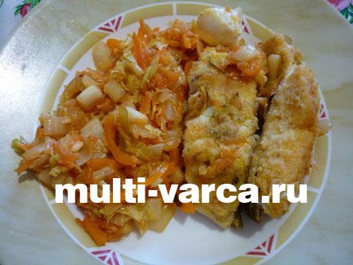 Тріска з пекінською капустою в мультиварці