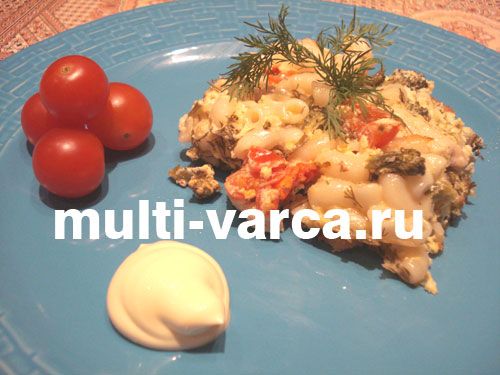Запіканка з макаронів із куркою та овочами в мультиварці