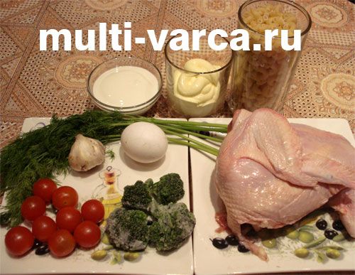 Запіканка з макаронів із куркою та овочами в мультиварці