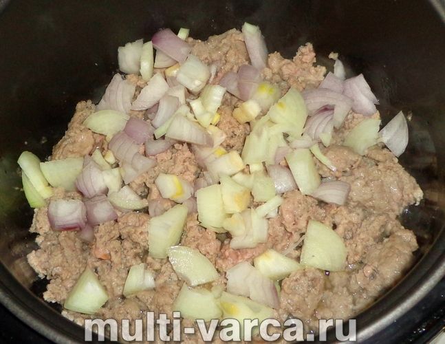 Овочеве рагу з фаршем у мультиварці