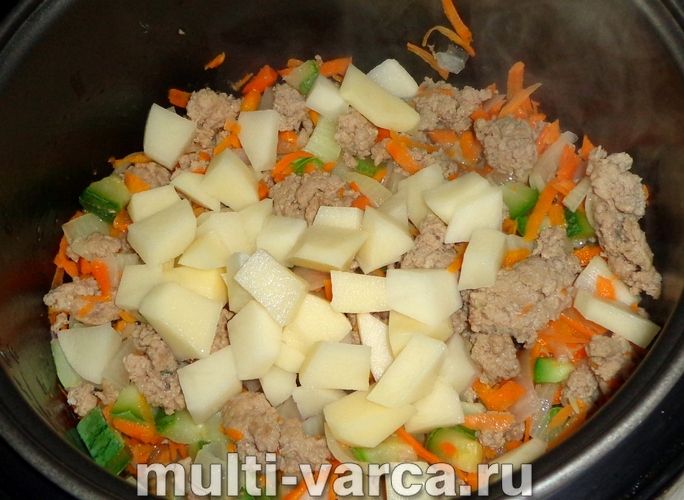 Овочеве рагу з фаршем у мультиварці