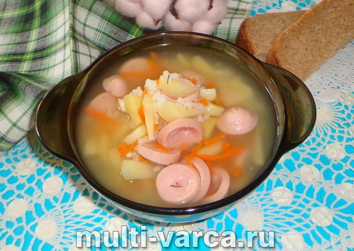 Суп із сосисками в мультиварці