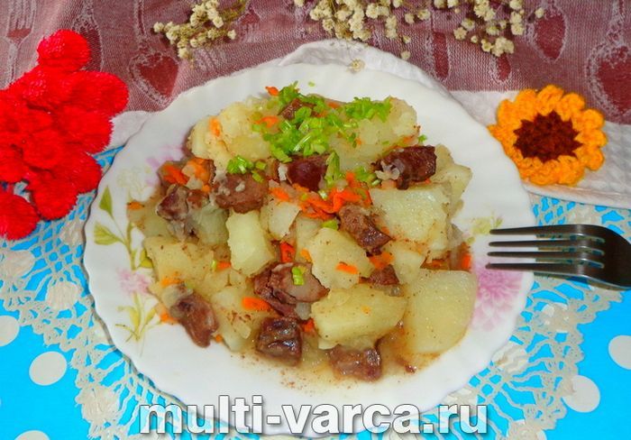 Свиняче серце з картоплею в мультиварці