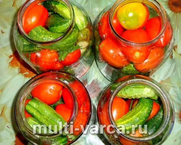 Мариновані огірки з помідорами без стерилізації
