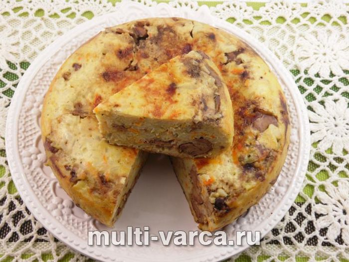 Пиріг із рисом і курячою печінкою в мультиварці