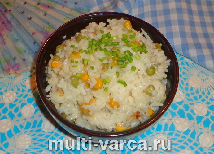 Рис із горошком і кукурудзою в мультиварці