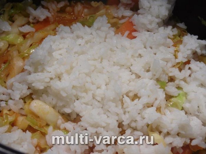 Рис із молодою капустою та квасолею