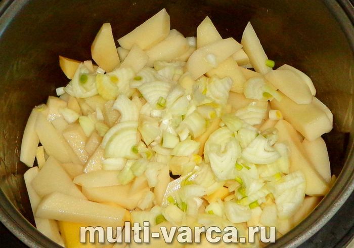 Смажена картопля з печерицями в мультиварці