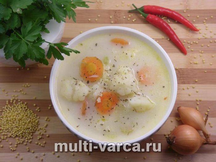 Вершковий суп із пшоном і цвітною капустою