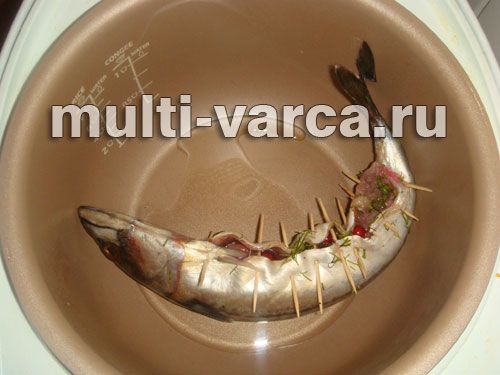 Скумбрія з червоною смородиною, запечена в мультиварці