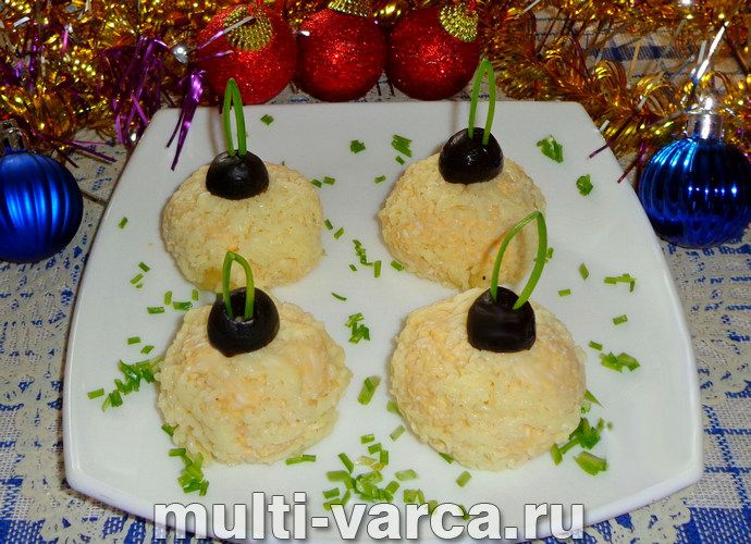 Закуска з печінки тріски "Ялинкові кулі"