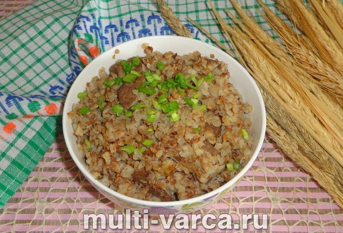 Гречка з яловичою печінкою в мультиварці