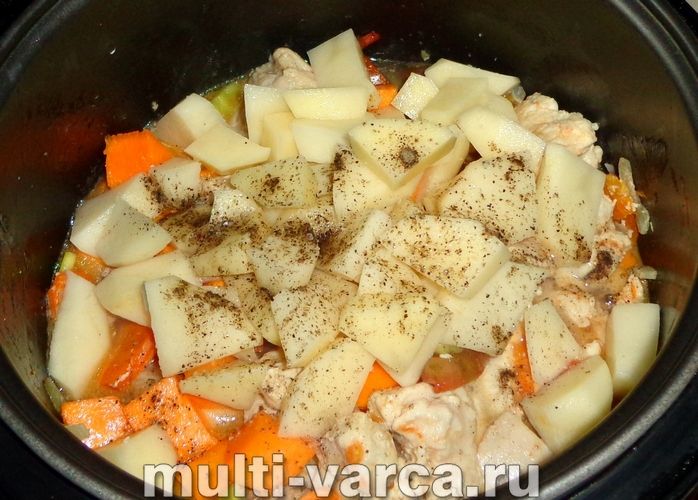 Овочеве рагу з куркою та гарбузом у мультиварці