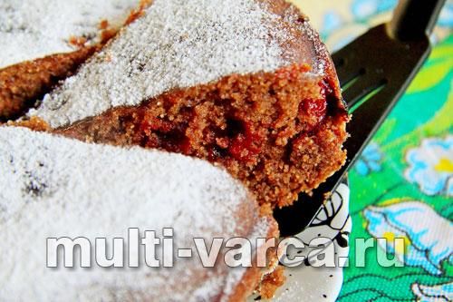 Пісний шоколадний манник із вишнею
