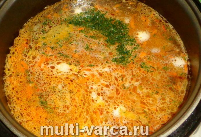 Розсольник на курячому бульйоні в мультиварці