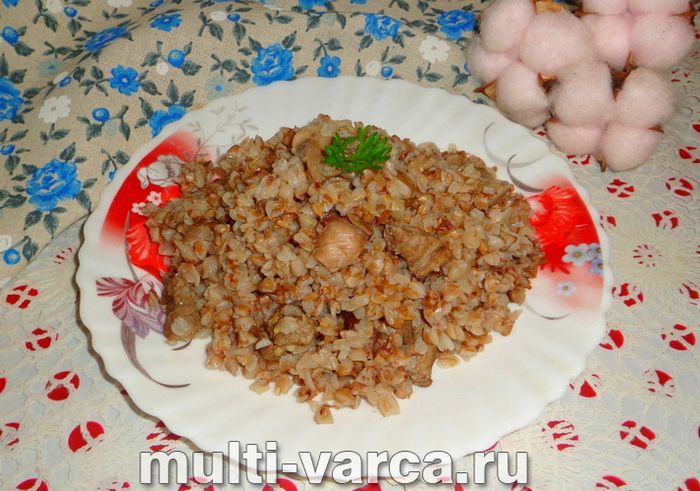 Гречка з грибами та куркою в мультиварці