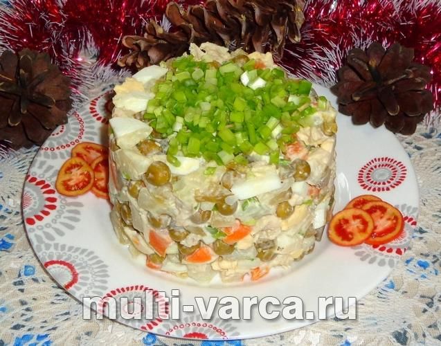 Салат «Олів'є» з курячою грудкою