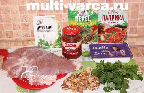 Свинячі рулетики з начинкою із сиру фета та волоськими горіхами
