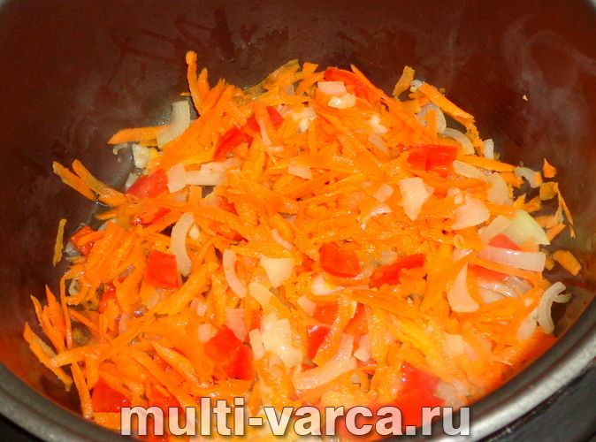 Бурий рис з овочами в мультиварці