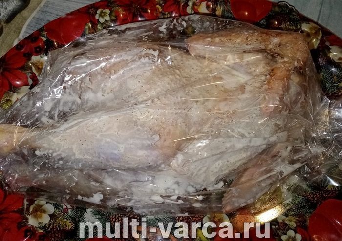 Курка цілком із картоплею в рукаві