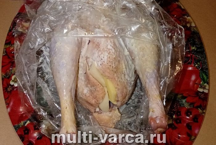 Курка цілком із картоплею в рукаві