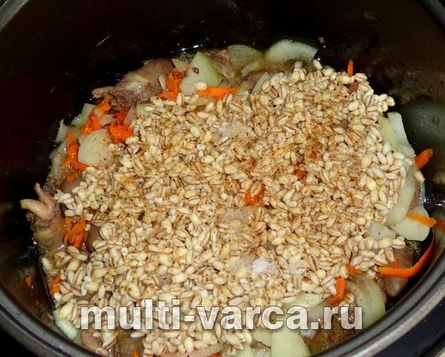 Перловка з сердечками в мультиварці