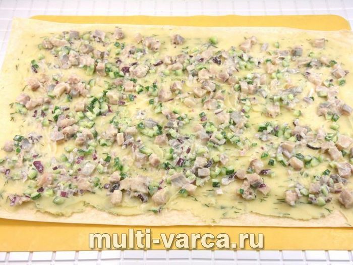 Рулети з лаваша з картопляним пюре і оселедцем