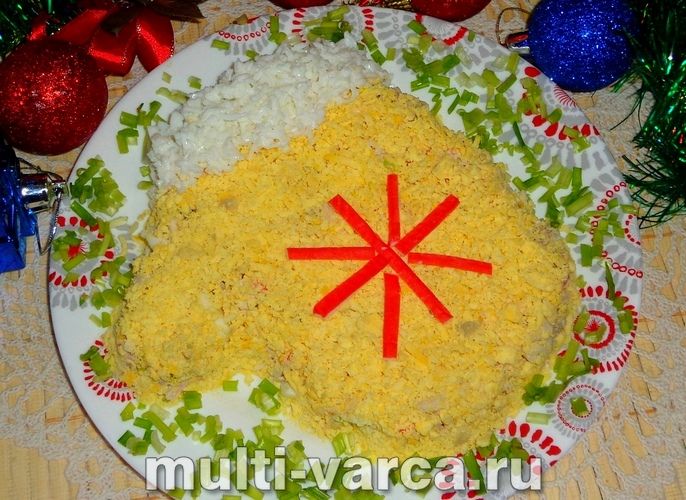 Салат &laquo;Рукавичка&raquo; з куркою і крабовими паличками