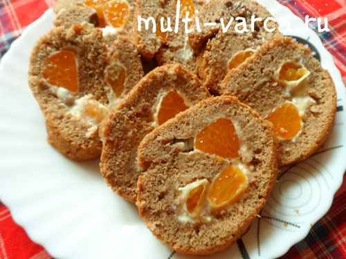 Шоколадний рулет із мандариновим кремом