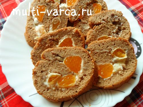 Шоколадний рулет із мандариновим кремом