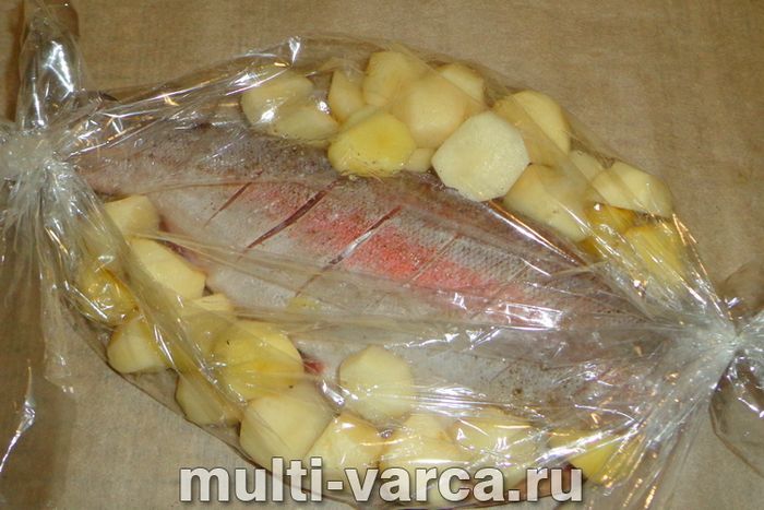 Форель запечена з картоплею