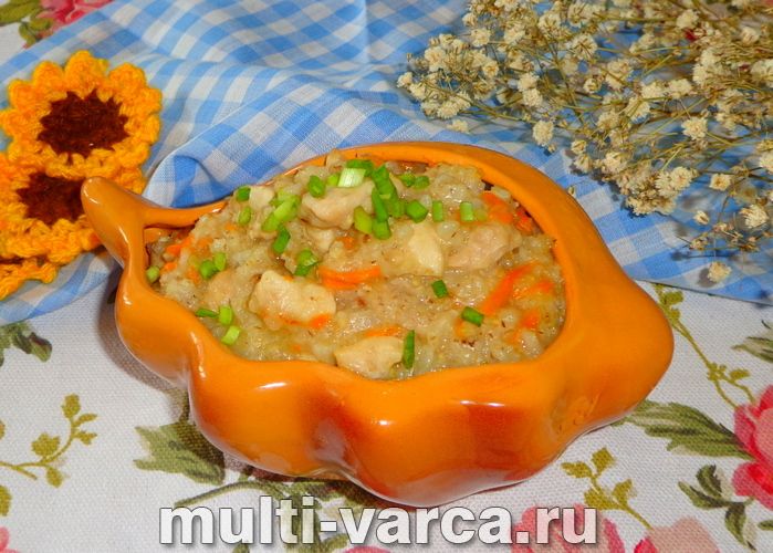 Ячна каша з м'ясом у мультиварці