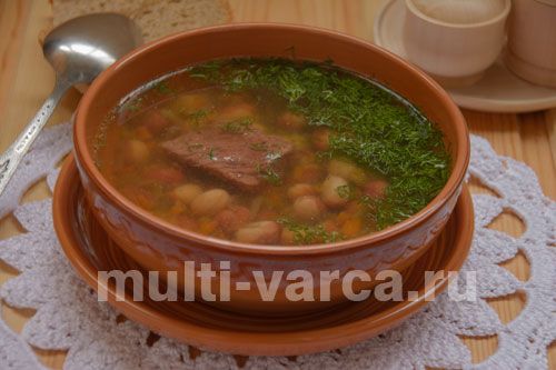 Квасолевий суп із качкою та яловичиною