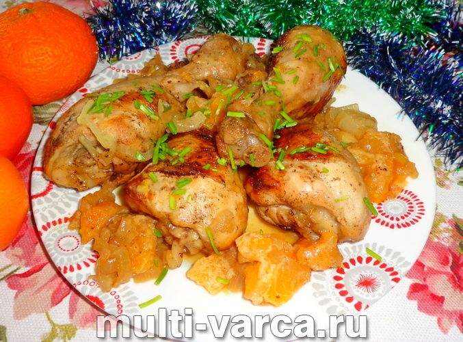 Курка з мандаринами в духовці