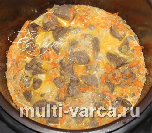 Печінка індички, тушкована в сметані