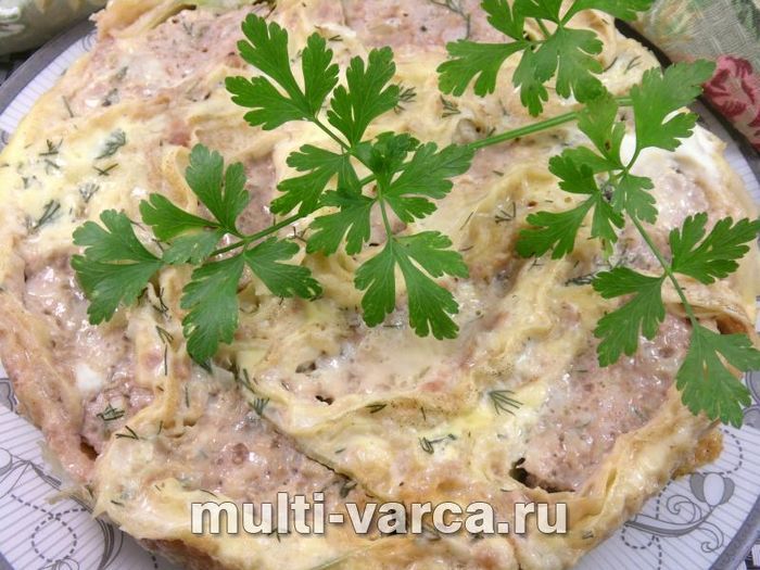 Пиріг із лаваша з фаршем і кабачком