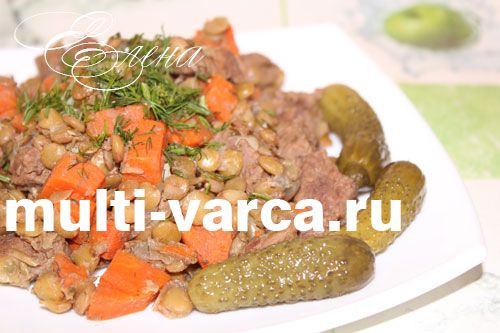 Плов із зеленої сочевиці в мультиварці