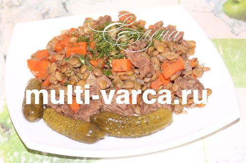 Плов із зеленої сочевиці в мультиварці