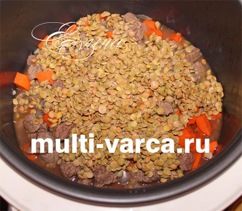Плов із зеленої сочевиці в мультиварці