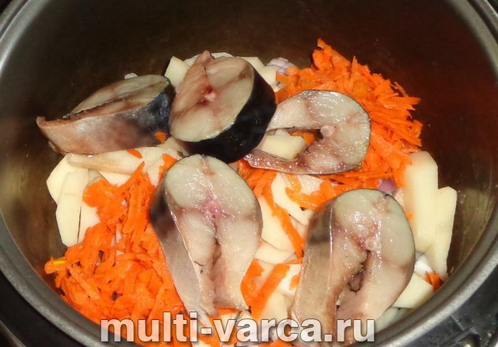 Рибний суп зі скумбрії з рисом у мультиварці
